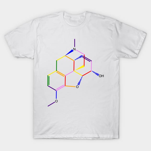 Codeine Molecule Rainbow Chemistry T-Shirt by ChemECool